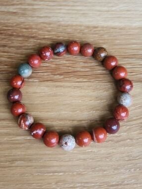 Red Jasper Beads Bracelet, Stretch, Hand Crafted